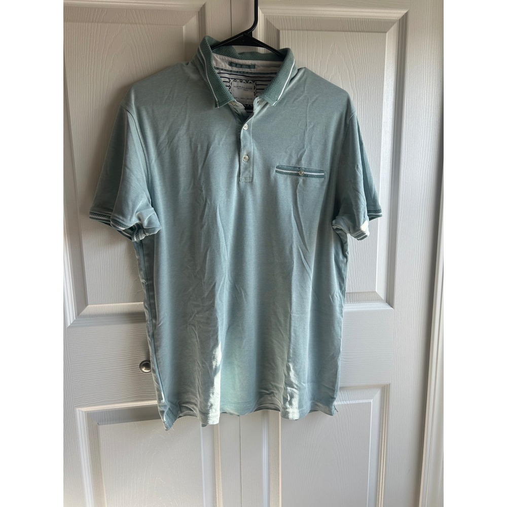 Denim & Flower Ricky Singh Mens Large Sage Green Pique Polo Shirt Short Sleeve - Picture 1 of 5